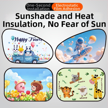 Parasolar auto din PVC pentru fereastra, Mairich, montaj cu autocolant static, stil desen animat, pentru ferestrele mașinii