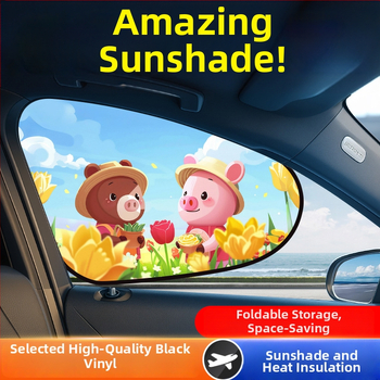 Parasolar auto din PVC pentru fereastra, Mairich, montaj cu autocolant static, stil desen animat, pentru ferestrele mașinii