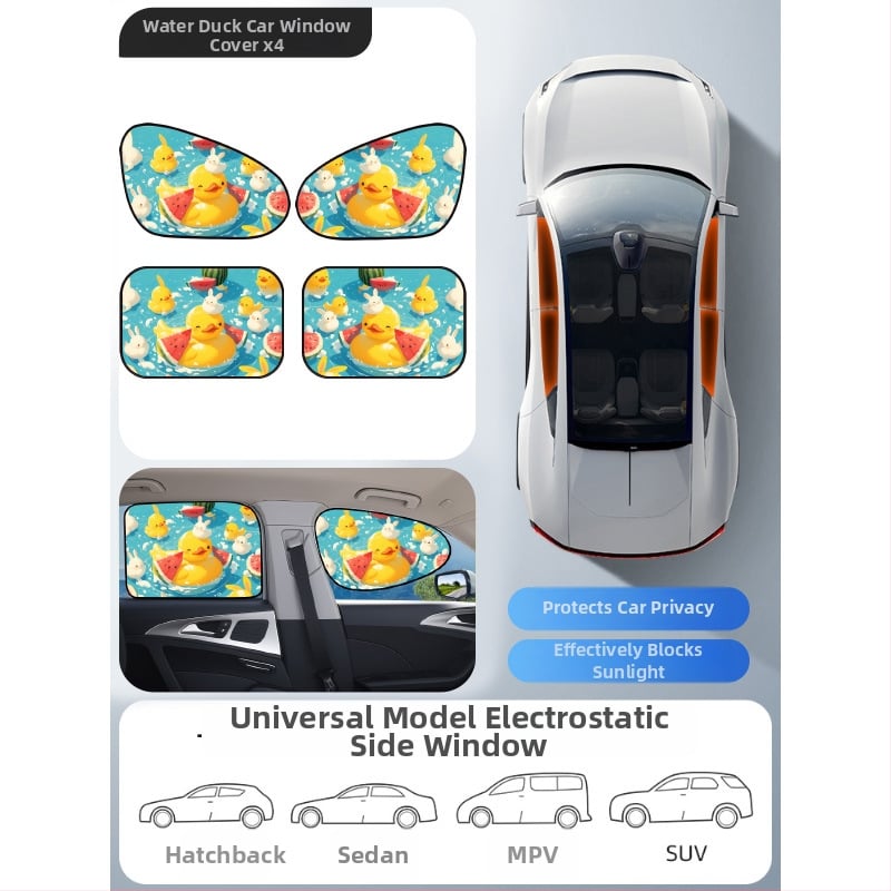 Parasolar auto din PVC pentru fereastra, Mairich, montaj cu autocolant static, stil desen animat, pentru ferestrele mașinii