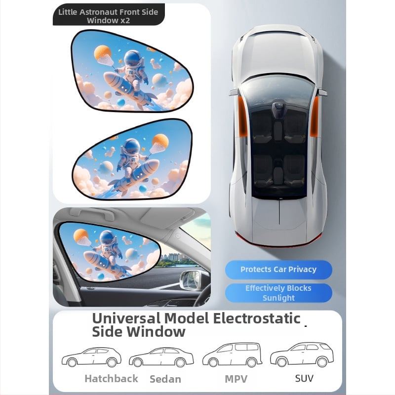 Parasolar auto din PVC pentru fereastra, Mairich, montaj cu autocolant static, stil desen animat, pentru ferestrele mașinii