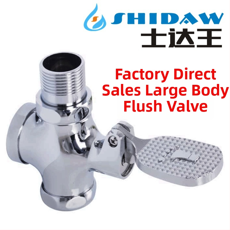 Meďová pedálová splachovacia ventila pre záchod na sedenie – oneskorená ventila, výstup 1 palec, čas splachovania 4–7 s, moderný štýl