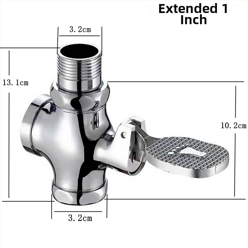 Meďová pedálová splachovacia ventila pre záchod na sedenie – oneskorená ventila, výstup 1 palec, čas splachovania 4–7 s, moderný štýl