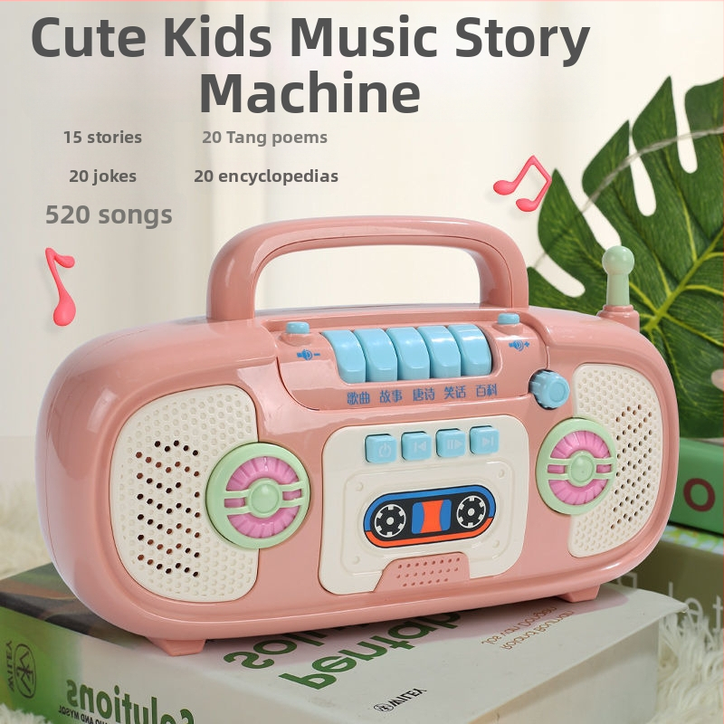 Детска музикална приказна машина за ранно образование — електрическа образователна играчка със музика и звуци, пластмасова конструкция, захранване с обикновени сухи батерии, за деца 0–3 г