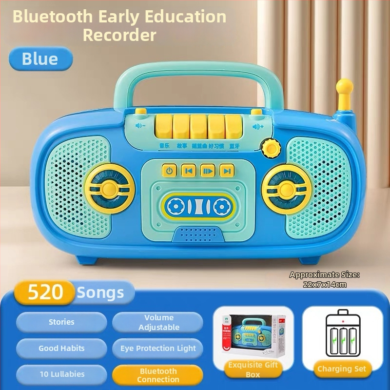 Детска музикална приказна машина за ранно образование — електрическа образователна играчка със музика и звуци, пластмасова конструкция, захранване с обикновени сухи батерии, за деца 0–3 г