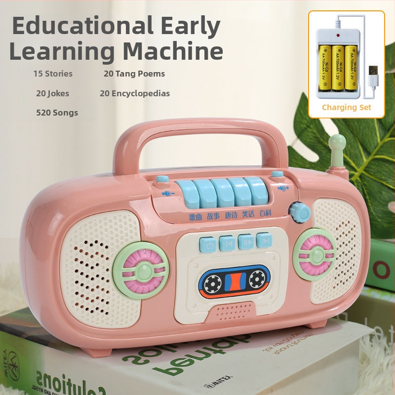 Детска музикална приказна машина за ранно образование — електрическа образователна играчка със музика и звуци, пластмасова конструкция, захранване с обикновени сухи батерии, за деца 0–3 г