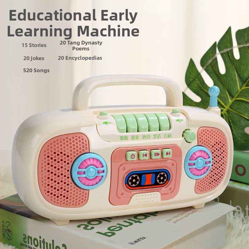 Детска музикална приказна машина за ранно образование — електрическа образователна играчка със музика и звуци, пластмасова конструкция, захранване с обикновени сухи батерии, за деца 0–3 г