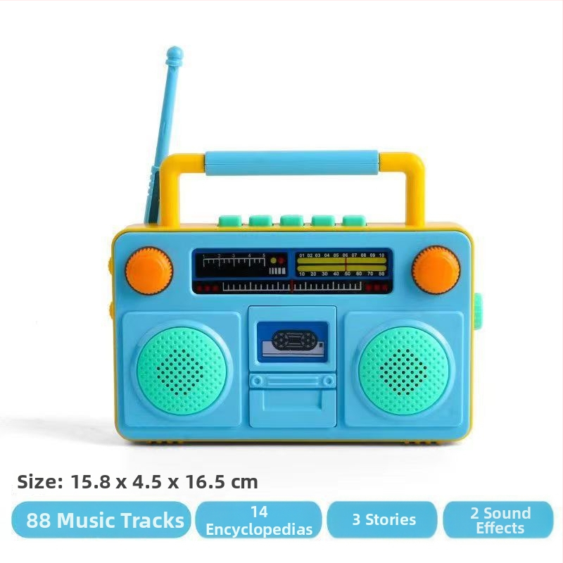Детска музикална приказна машина за ранно образование — електрическа образователна играчка със музика и звуци, пластмасова конструкция, захранване с обикновени сухи батерии, за деца 0–3 г