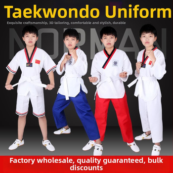 Uniformă de Taekwondo din bumbac pentru adulți și copii, echipament de antrenament cu căptușeală din bumbac