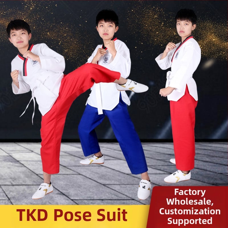 Uniformă de Taekwondo din bumbac pentru adulți și copii, echipament de antrenament cu căptușeală din bumbac