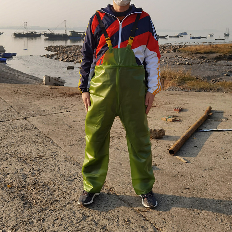 Σετ δύο τεμαχίων βροχής με τιράντες: παντελόνια βροχής και μπουφάν βροχής, PVC ύφασμα πάχους 40, για ενήλικες.