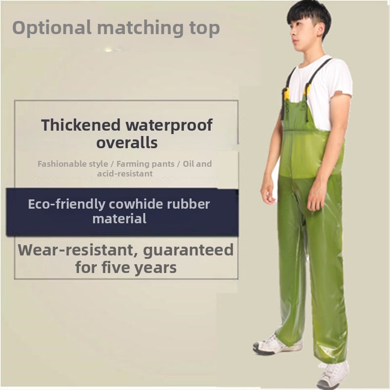 Σετ δύο τεμαχίων βροχής με τιράντες: παντελόνια βροχής και μπουφάν βροχής, PVC ύφασμα πάχους 40, για ενήλικες.