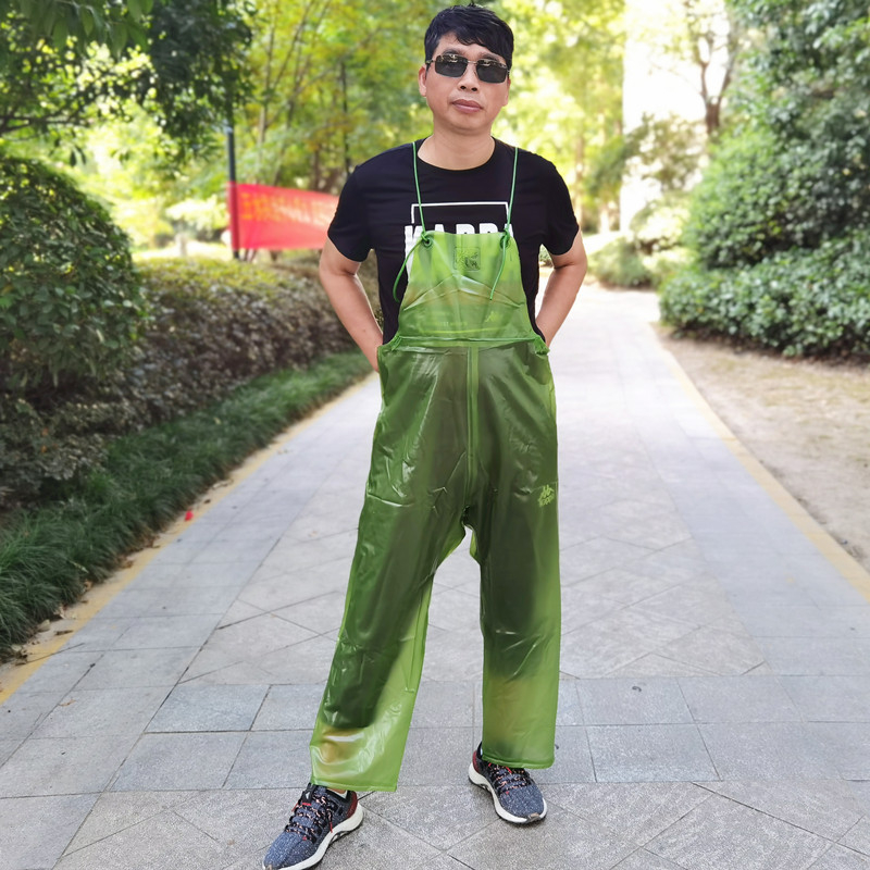 Σετ δύο τεμαχίων βροχής με τιράντες: παντελόνια βροχής και μπουφάν βροχής, PVC ύφασμα πάχους 40, για ενήλικες.