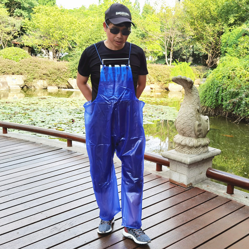 Σετ δύο τεμαχίων βροχής με τιράντες: παντελόνια βροχής και μπουφάν βροχής, PVC ύφασμα πάχους 40, για ενήλικες.