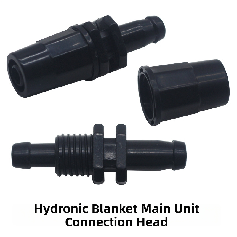 Vízmelegítő takaróhoz tartozó kiegészítők: főegység csőcsatlakozó szigetelő hüvely, háromutas szelep, vízmelegítő csatlakozó, vízfeltöltő sapka (SNTPJ, 10–20 m², Haishengda)