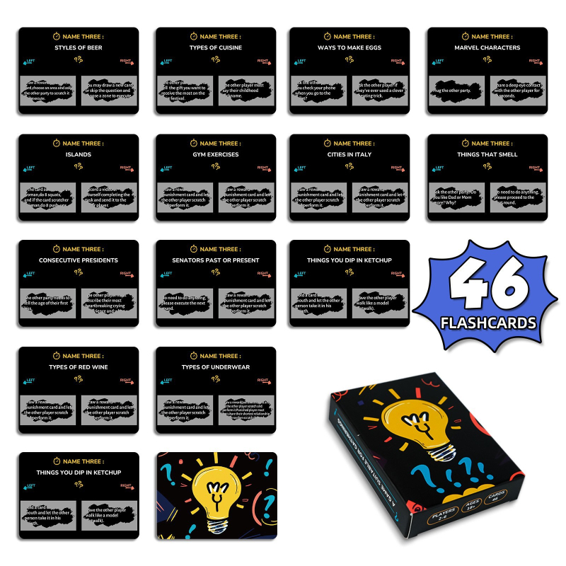 46 kártyás készlet páros interaktív játékhoz, papíralapú, 14+