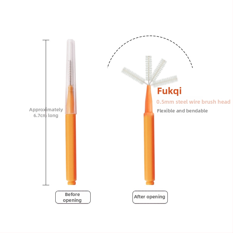 Интердентална четка тип молив, с права дръжка, за ортодонтска грижа, 50 бр. семейна опаковка, дълбоко почистване