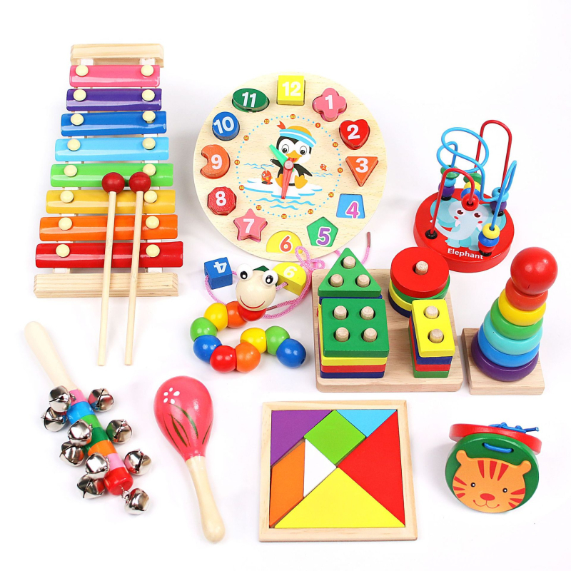 Dreveni set dječjih glazbenih instrumenata s ručnim dodirom klavira, Orffov udarni instrument za ranu glazbenu edukaciju, uzrast 4–6 godina, Mu Ke