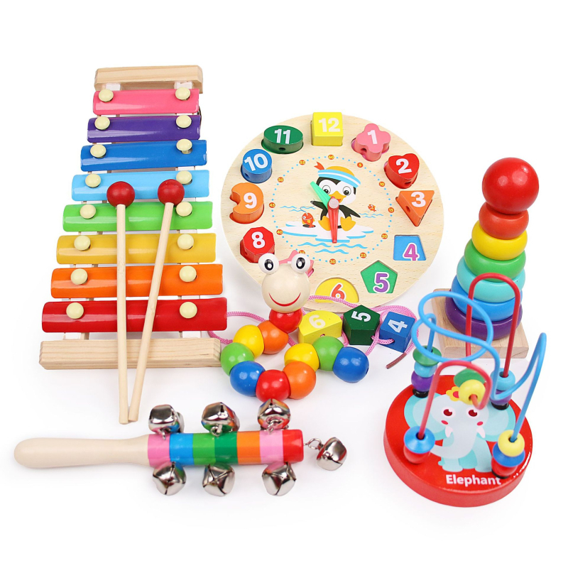 Dreveni set dječjih glazbenih instrumenata s ručnim dodirom klavira, Orffov udarni instrument za ranu glazbenu edukaciju, uzrast 4–6 godina, Mu Ke