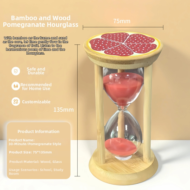Drevené ovocné presýpacie hodiny, ručne vyrobené, 3–30 minút