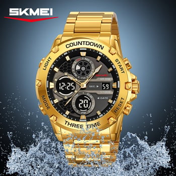 Skmei Moment Beauty Muški elektronički sat – višefunkcijski sportski kvarc sat, vodootporan do 30 m, elektronički mehanizam, ovalni cifernik, kućište od nehrđajućeg čelika, remen od čelika ili prave kože