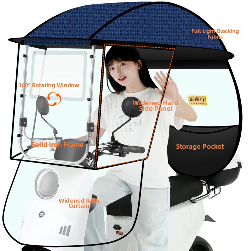 Slnečná clona pre elektrické bicykle a skútre, UV50+, vetruodolná a dažďu odolná