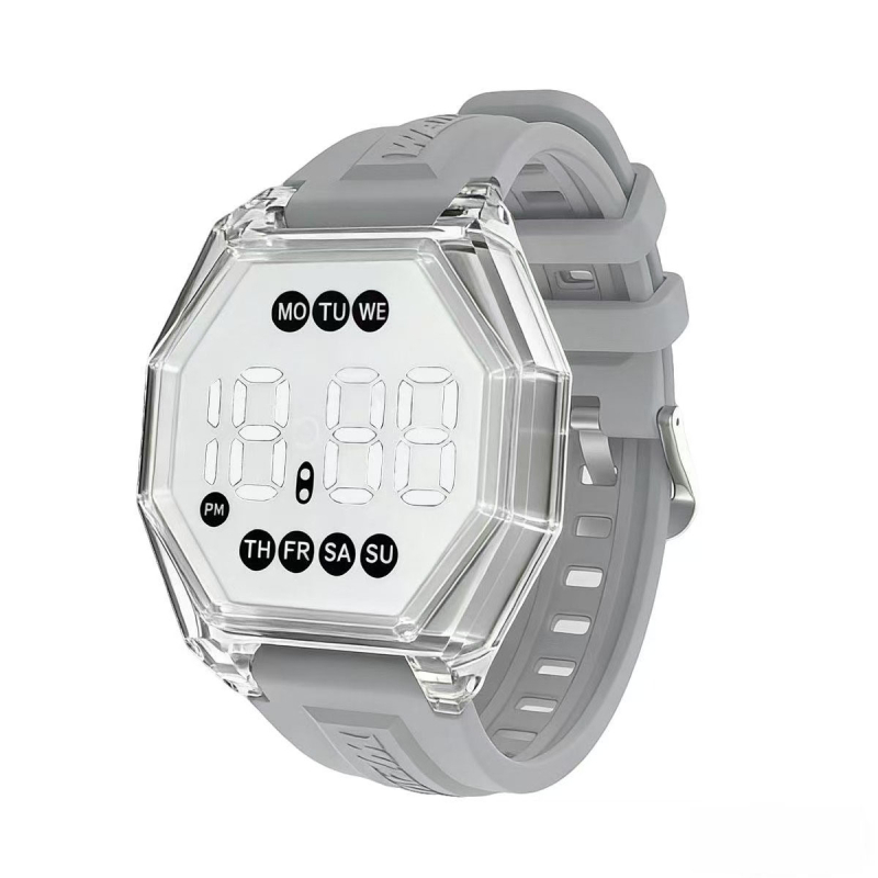 Uniszex LED digitális óra, 10 m vízálló, elektronikus mozgás, gyémánt alakú számlap, műanyag tokkal