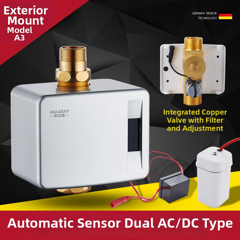 Senzorski ventil za pranje WC-a, skrivena ugradnja, model 860, napajanje AC/DC, 0,3 MPa, vrijeme ispiranja 12 s, bakreno tijelo