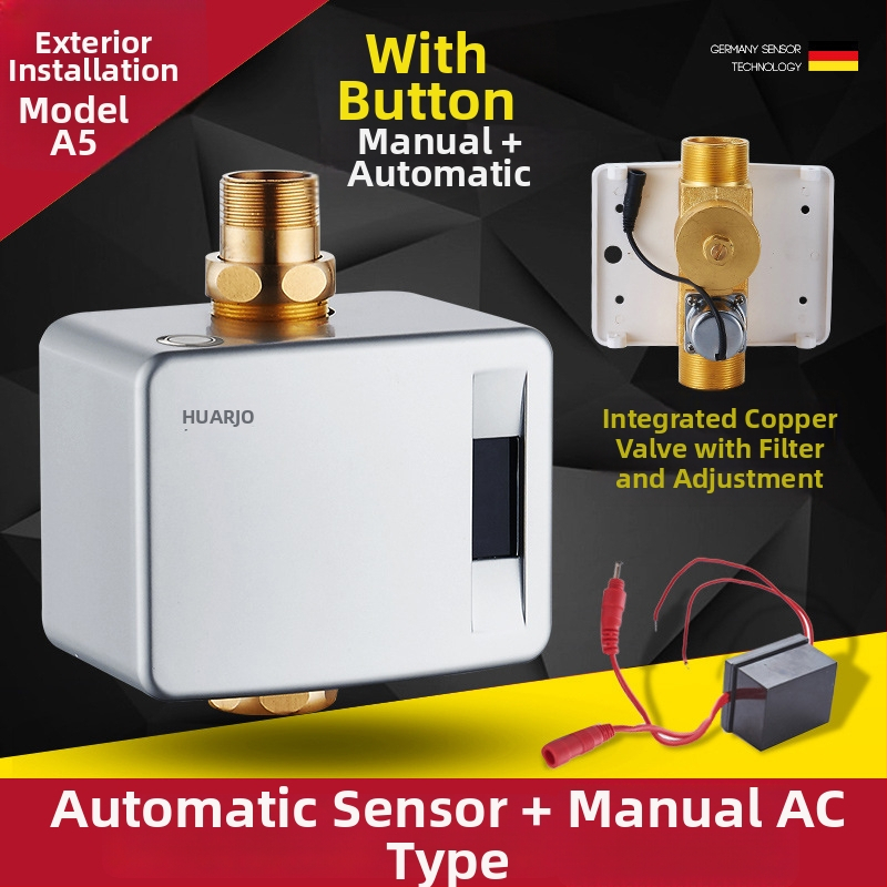 Senzorski ventil za pranje WC-a, skrivena ugradnja, model 860, napajanje AC/DC, 0,3 MPa, vrijeme ispiranja 12 s, bakreno tijelo