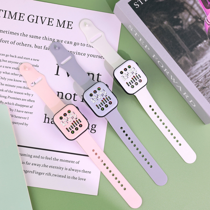 LED digitális óra S7 elektronikus mozgással (Q7), numerikus kijelző, teljes érintéses vezérlés, PU szíj