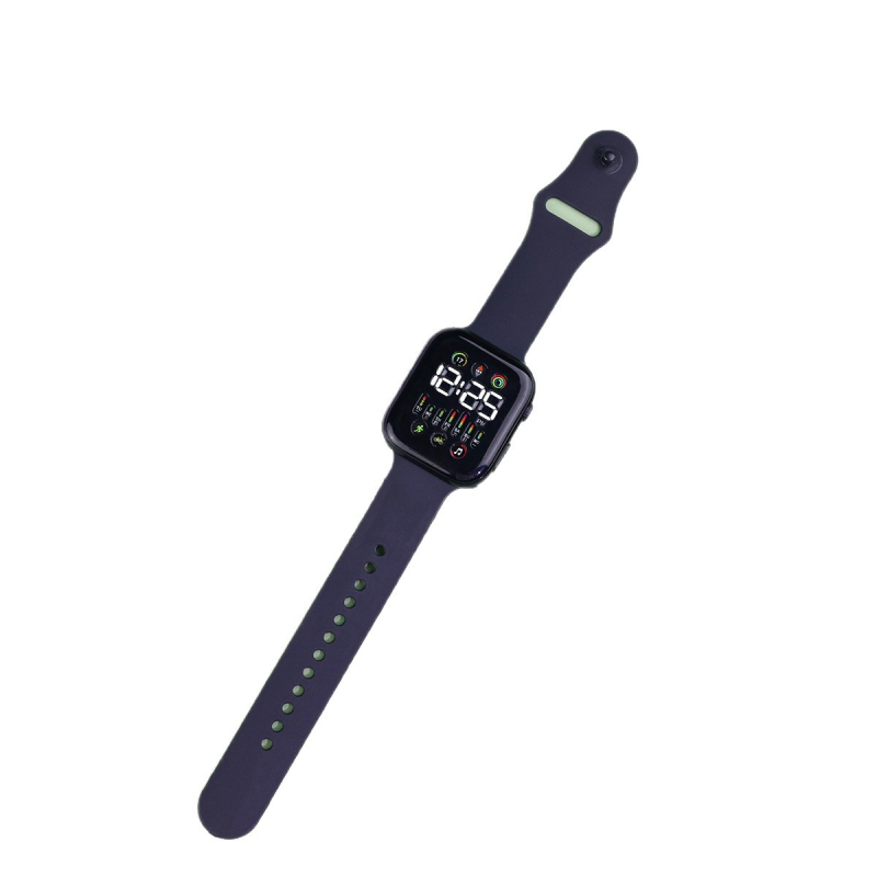 LED digitális óra S7 elektronikus mozgással (Q7), numerikus kijelző, teljes érintéses vezérlés, PU szíj