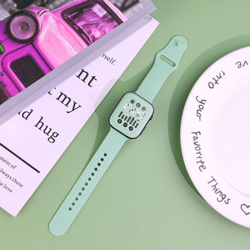 LED digitális óra S7 elektronikus mozgással (Q7), numerikus kijelző, teljes érintéses vezérlés, PU szíj