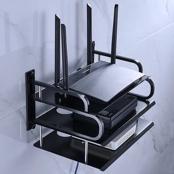 Zidni stalak za usmjerivač i set-top kutiju, od Space aluminija, bez bušenja, 1-etažni