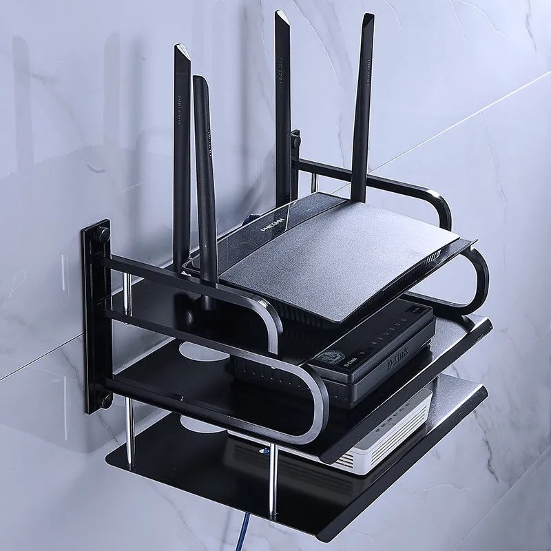 Zidni stalak za usmjerivač i set-top kutiju, od Space aluminija, bez bušenja, 1-etažni