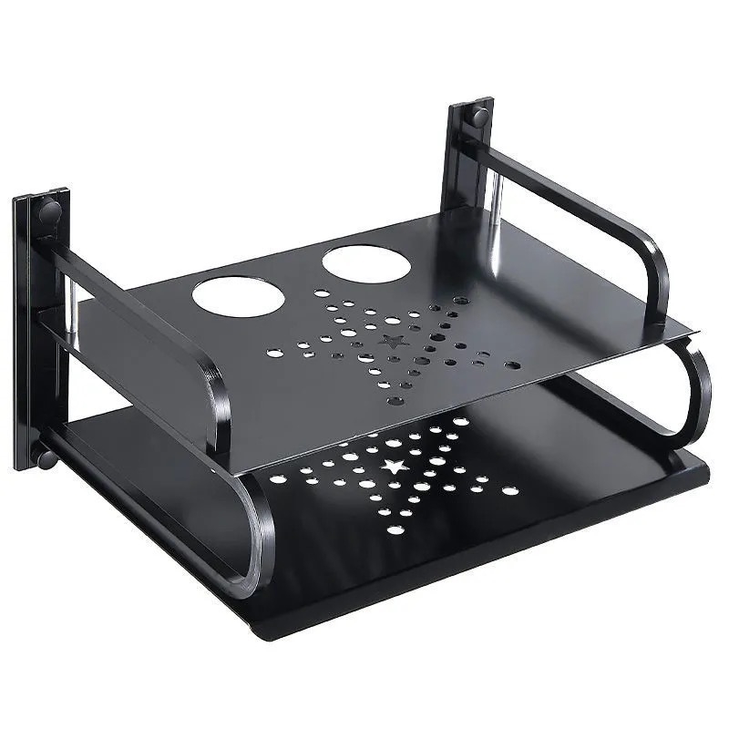 Zidni stalak za usmjerivač i set-top kutiju, od Space aluminija, bez bušenja, 1-etažni