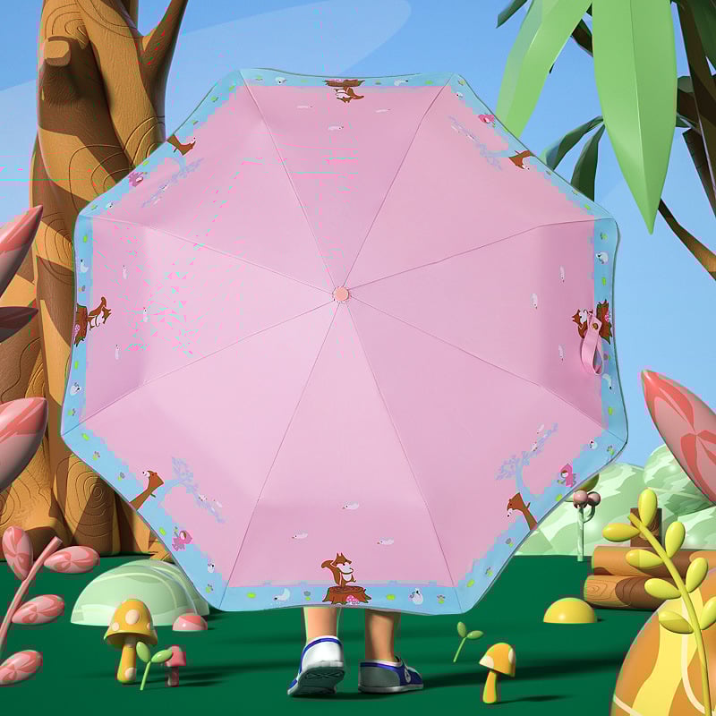 Παιδική αναδιπλούμενη ομπρέλα με αυτόματο άνοιγμα/κλείσιμο, στρογγυλεμένες γωνίες, σκελετός από ατσάλι με 8 ακτίνες, ύφασμα πολυεστέρα 190T, δυνατότητα λογότυπου, κατάλληλη για αγόρια και κορίτσια.