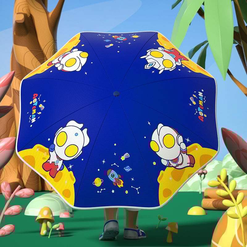 Παιδική αναδιπλούμενη ομπρέλα με αυτόματο άνοιγμα/κλείσιμο, στρογγυλεμένες γωνίες, σκελετός από ατσάλι με 8 ακτίνες, ύφασμα πολυεστέρα 190T, δυνατότητα λογότυπου, κατάλληλη για αγόρια και κορίτσια.