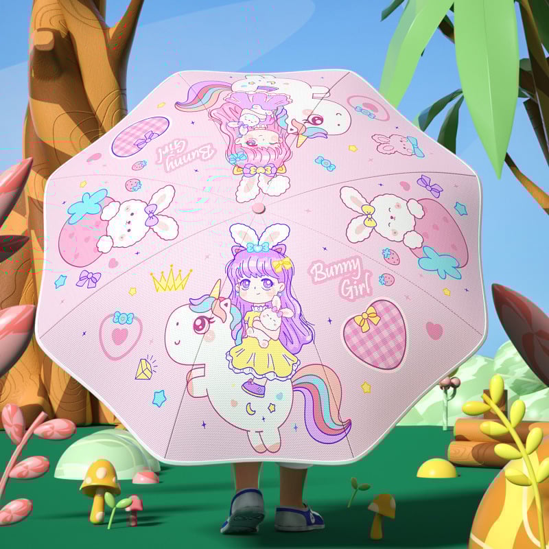 Παιδική αναδιπλούμενη ομπρέλα με αυτόματο άνοιγμα/κλείσιμο, στρογγυλεμένες γωνίες, σκελετός από ατσάλι με 8 ακτίνες, ύφασμα πολυεστέρα 190T, δυνατότητα λογότυπου, κατάλληλη για αγόρια και κορίτσια.