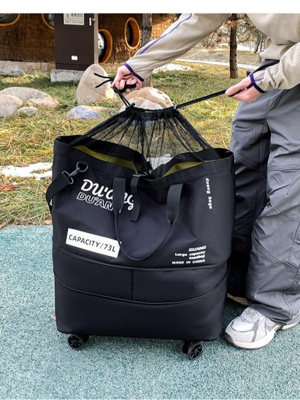 Kerekes kültéri utazótáska, 75 liter feletti kapacitás, Oxford anyag, bővíthető, külön cipőrekesz, uniszex