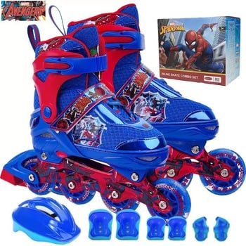 Detské inline korčule set — vrchný materiál PU+ sieť, podrážka PP, kolieska PU, jednoradý dizajn