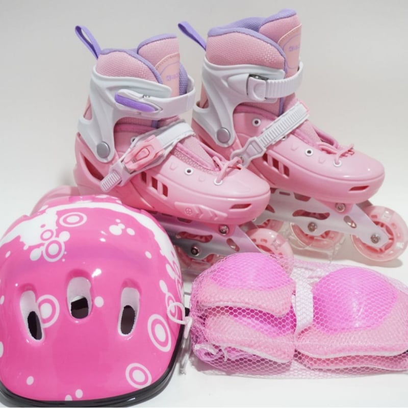 Detské inline korčule set — vrchný materiál PU+ sieť, podrážka PP, kolieska PU, jednoradý dizajn