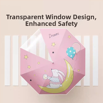 Παιδική ομπρέλα με 8-ραβδικό σκελετό από ίνες, αλουμινένιος σωλήνας, ξύλινη λαβή, χειροκίνητο άνοιγμα