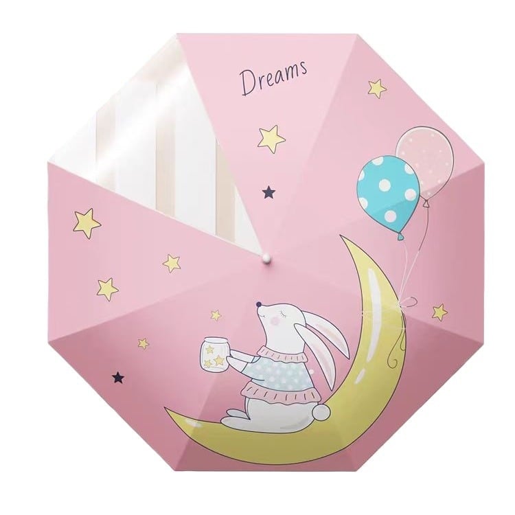 Παιδική ομπρέλα με 8-ραβδικό σκελετό από ίνες, αλουμινένιος σωλήνας, ξύλινη λαβή, χειροκίνητο άνοιγμα