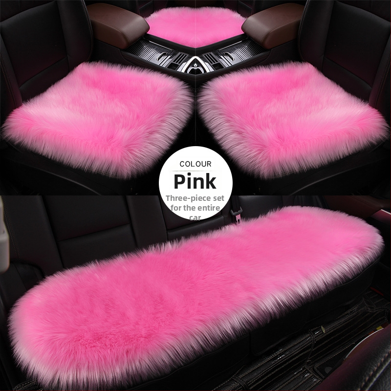 Set de pernă pentru scaun auto din pluș de iarnă, fără spate, antiderapant, suprafață ice silk, trei piese, potrivire universală