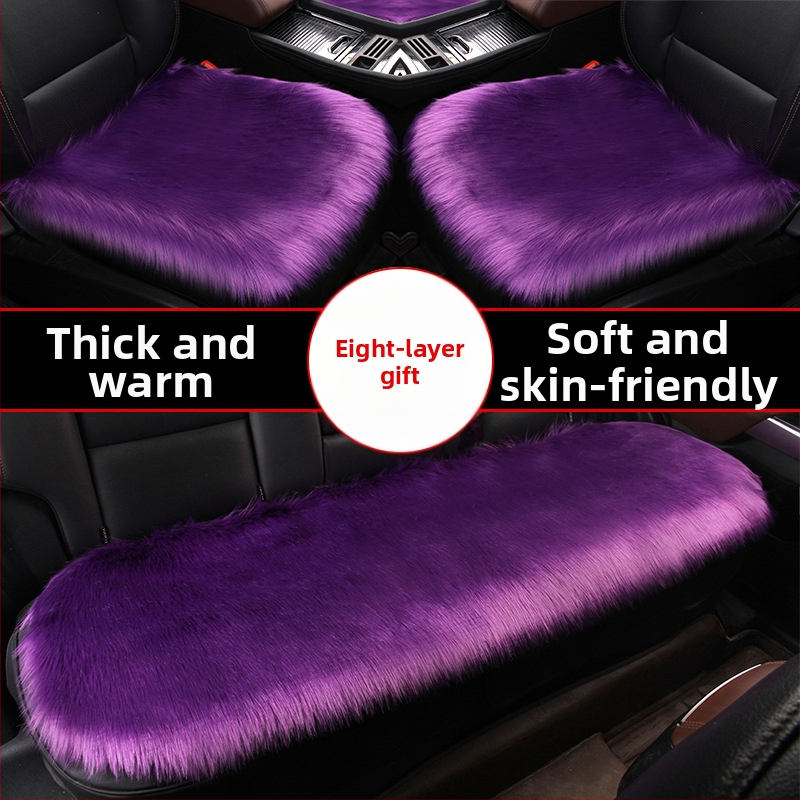 Set de pernă pentru scaun auto din pluș de iarnă, fără spate, antiderapant, suprafață ice silk, trei piese, potrivire universală