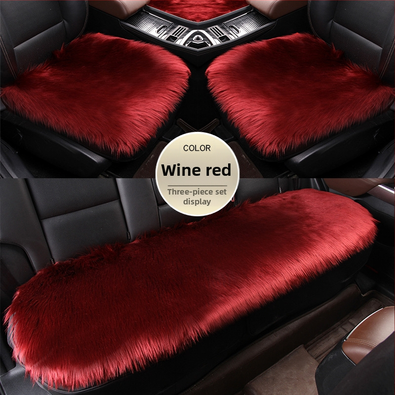 Set de pernă pentru scaun auto din pluș de iarnă, fără spate, antiderapant, suprafață ice silk, trei piese, potrivire universală