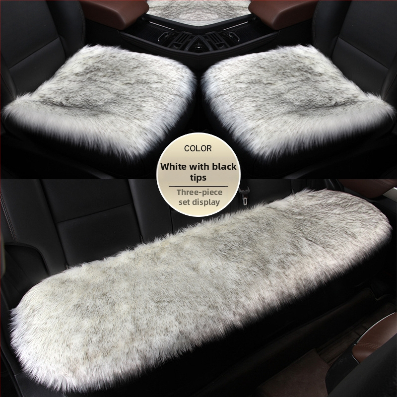 Set de pernă pentru scaun auto din pluș de iarnă, fără spate, antiderapant, suprafață ice silk, trei piese, potrivire universală