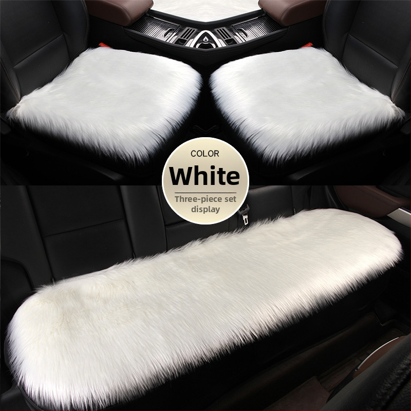 Set de pernă pentru scaun auto din pluș de iarnă, fără spate, antiderapant, suprafață ice silk, trei piese, potrivire universală