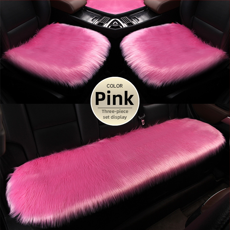 Set de pernă pentru scaun auto din pluș de iarnă, fără spate, antiderapant, suprafață ice silk, trei piese, potrivire universală