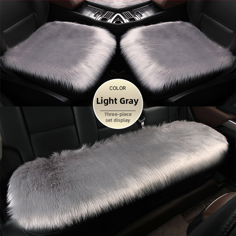 Set de pernă pentru scaun auto din pluș de iarnă, fără spate, antiderapant, suprafață ice silk, trei piese, potrivire universală