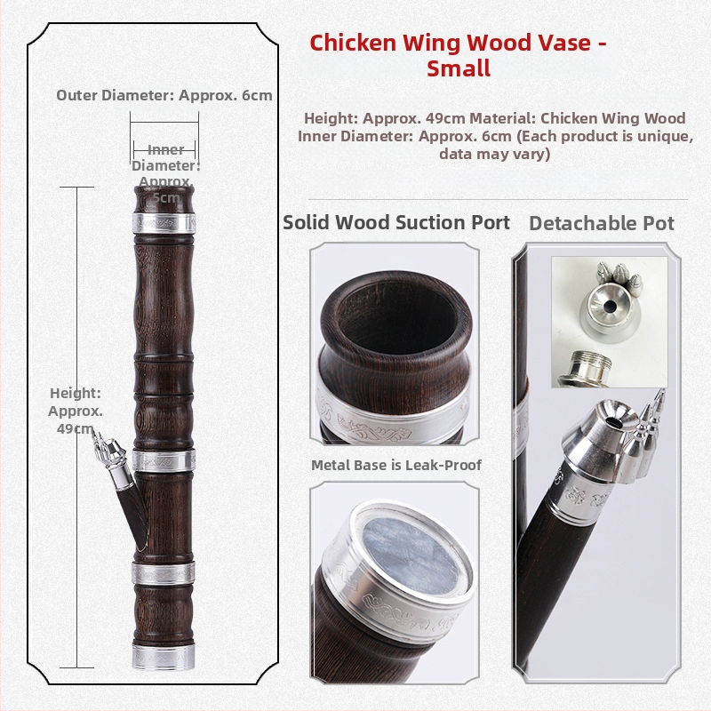Bong din chicken-wingwood, cu dragon sculptat, portabil, reutilizabil, stil chinezesc